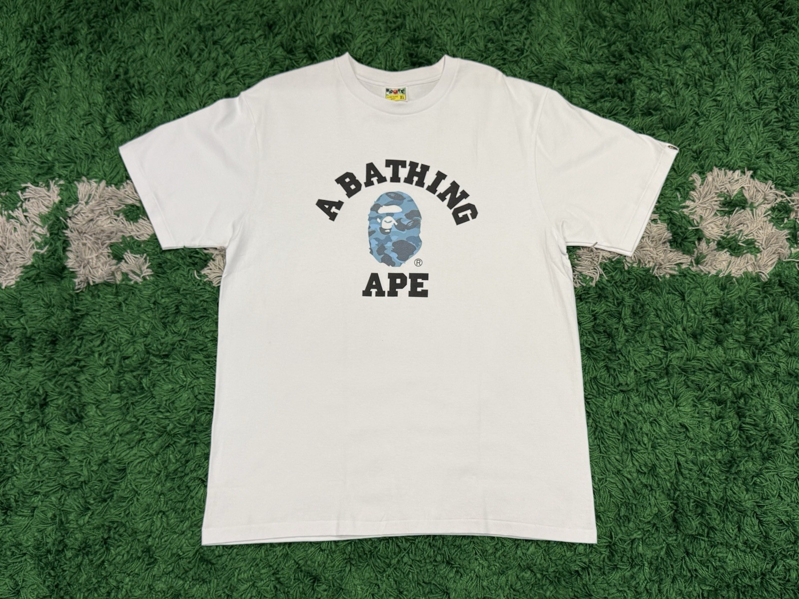 Bape Honeycomb Camo College Tee White Blue XL New Unworn