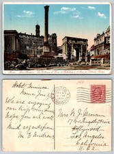 1914 Rome Italy Roman Forum Column of Phocas Arch of Septimius Severus Postcard