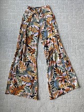 Billabong Split Spirt Pants Flowy Floral Wide Leg Beach Women s S Tropical