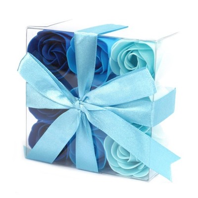 9er Set Seifenblumen - blaue Hochzeitsrosen