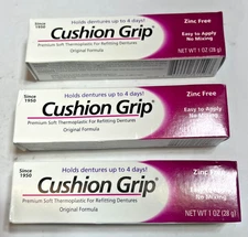 Cushion Grip Thermoplastic Denture Adhesive, 1 Oz, 3 Pack