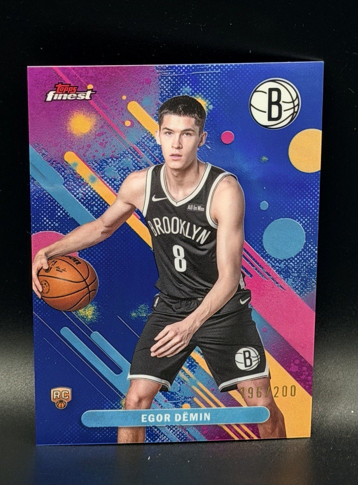 Egor Demin 2025-26 Topps Finest /200 Blue Common RC Brooklyn Nets #8