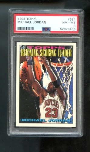 1993-94 Topps #384 Michael Jordan PSA 8 Graded Card Reigning Scoring Leader NBA