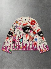 Saint Graphic Print Pullover Sweatshirt Cream Multicolor Men's Long Sleeve