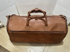 mark and Graham Carson 2 in 1  Garment Bag Leather  Overnighter Travel Carry on