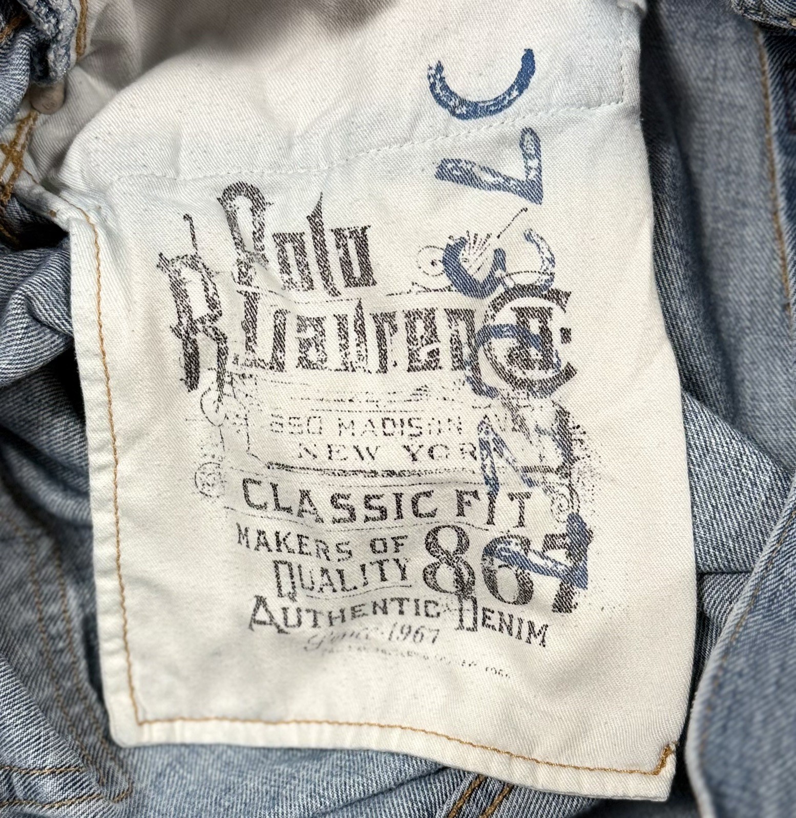 Polo Ralph Lauren 100% cotton light blue 867 jeans men’s W36 I30 thumbnail 5