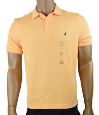 Nautica Mens Polo Shirt New S Orange Solid Short Sleeves Collared Classic Fit