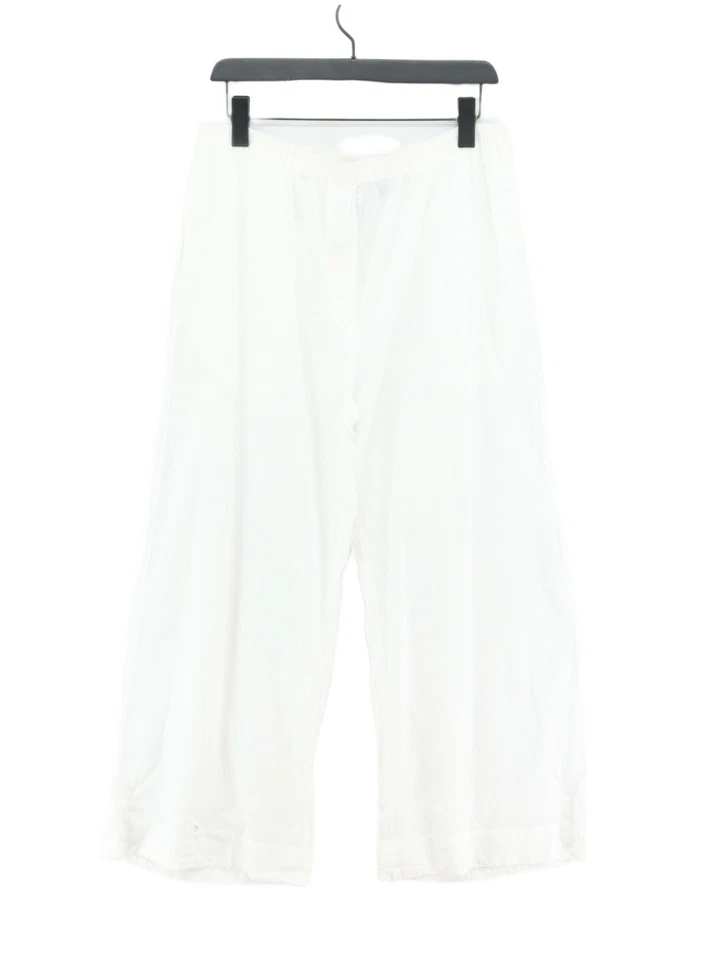 One Season Women's Trousers M White 100% Cotton Wide-Leg Chino