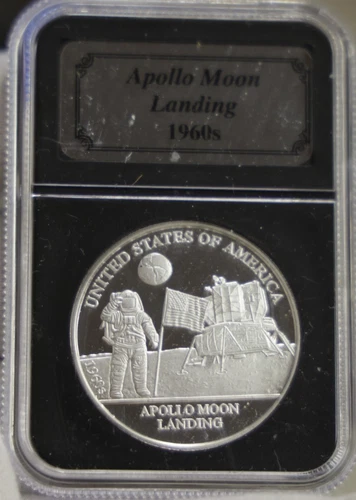 American History 1 oz Proof .999 Silver Coin "1960's Apollo Moon Landing"