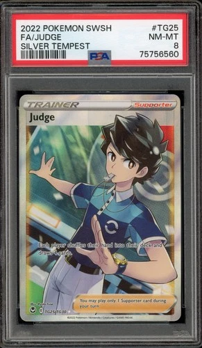 Pokemon Judge Silver Tempest Trainer Gallery Full Art #TG25 PSA 8