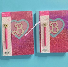 Set Of 2 Barbie Pink Composition Notebook College Ruled W/ Diamond Pen Yoobi New