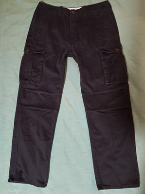 Classic Levi's Men's Black Cargo Pants 33x32 Cotton Casual 6 Pockets