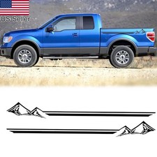 2pcs Black Truck Side Skirt Door Vinyl Sticker Stripe Mountain For Ford F-150
