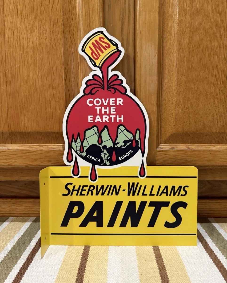 Sherwin-Williams Paint Flange Sign Double Sided Vintage Style Wall