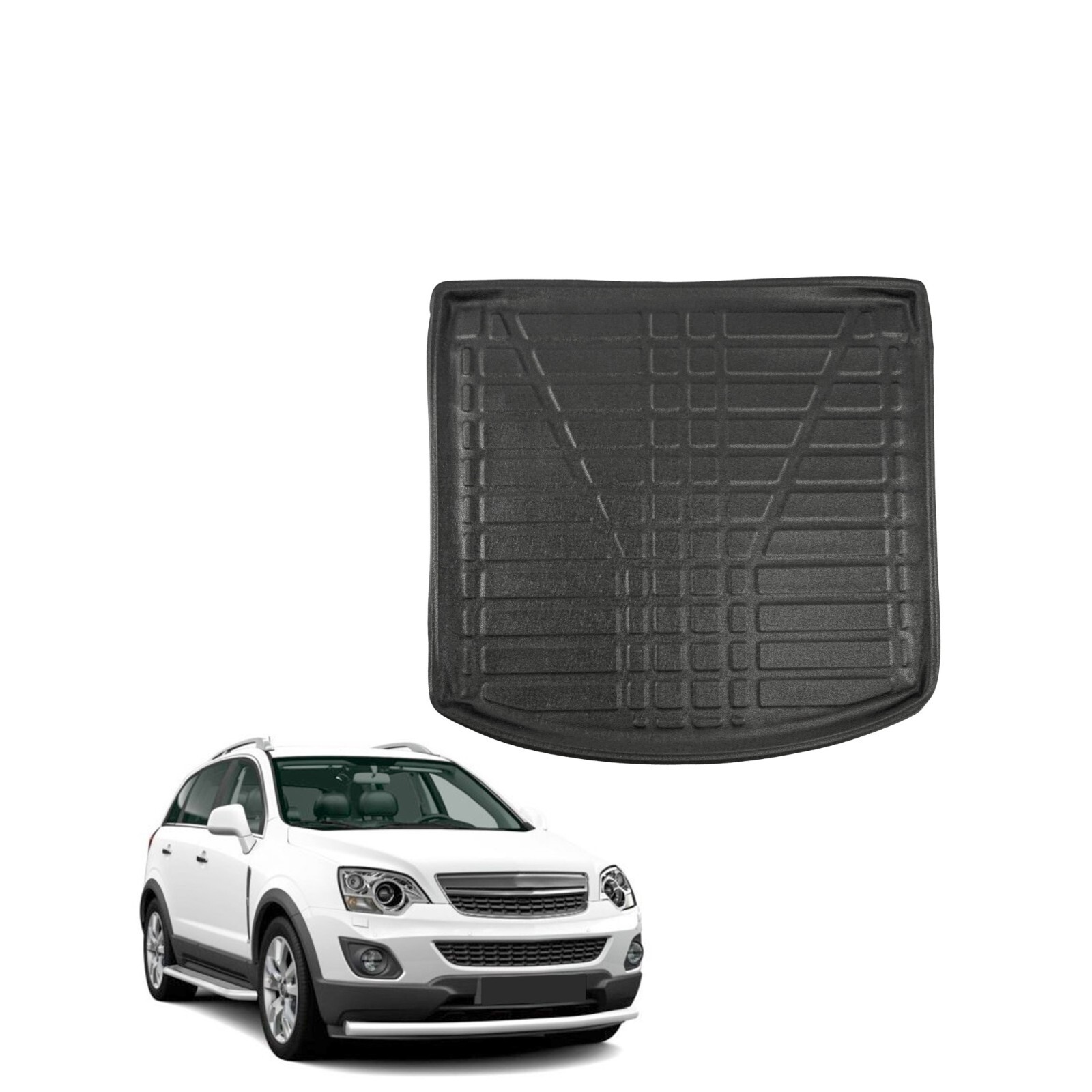 Tapis de coffre Opel Antara haut de gamme en similicuir noir surpiqué