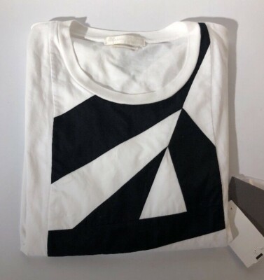 ALEXANDER MCQUEEN GEOMETRIC SHAPE COTTON JERSEY T SHIRT MADE IN ITALY  WOMENS XL