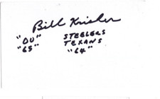 Bill Krisher Signed Index Card / Autographed Football Oklahoma Sooners