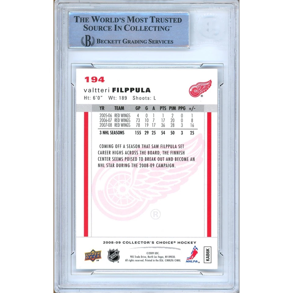 Valtteri Filppula Signed 2008 Collectors Choice #194 BAS Slabbed Red Wings Auto - Image 2 of 4