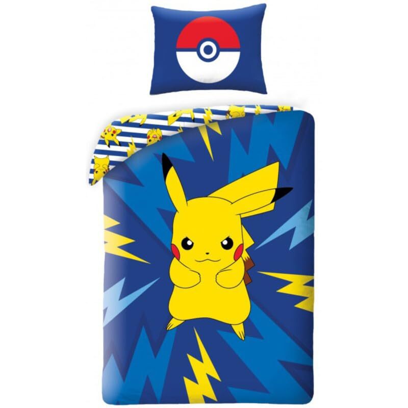 Pokemon Pikachu, set copripiumino reversibile 140 x 200 cm + federa 65 x (F5E)