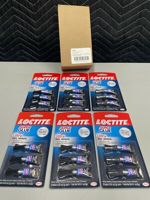 Six pack (6) Loctite Mini Super Glue Ultra Gel -No Drip or Run!3 tubes per pack