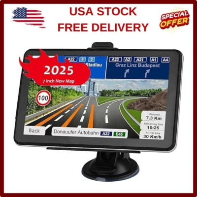Car Truck GPS Navigation 7 Inch Touch Screen 2025 Maps Spoken Direction