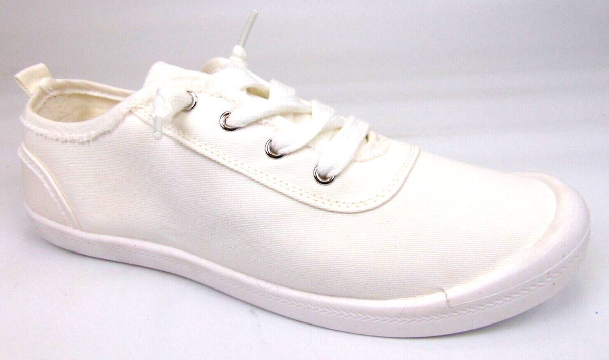 NEW! Women's Fashion White Canvas Sneakers Lace Up Casual Shoes