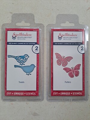 2 SPELLBINDERS Shapeabilities DIE D-LITES Tweets flattert Vögel Schmetterlinge Brandneu in Verpackung