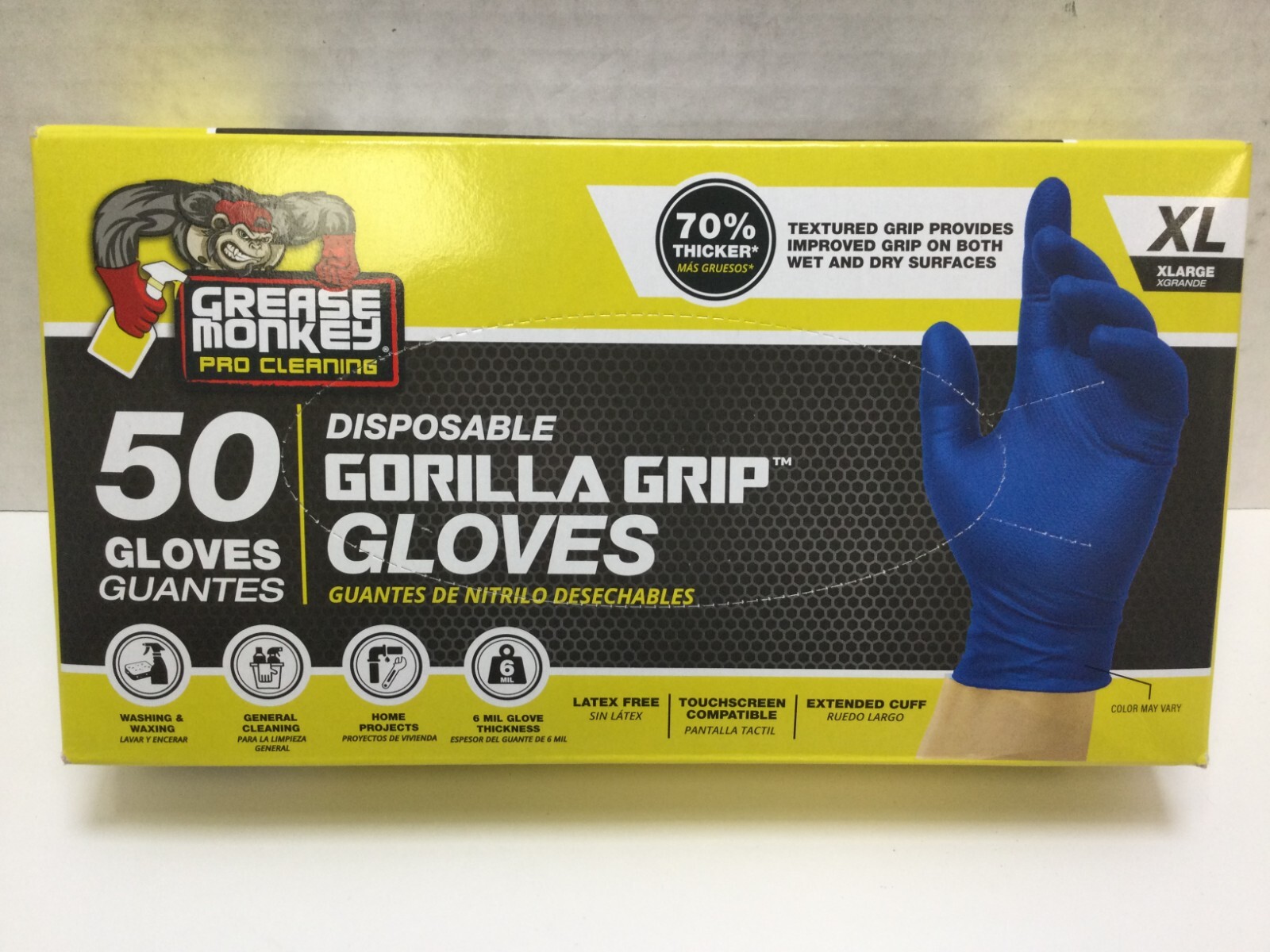 Grease Monkey Disposable Nitrile Gloves, Blue, 50 Count Ea, 6 mil XL