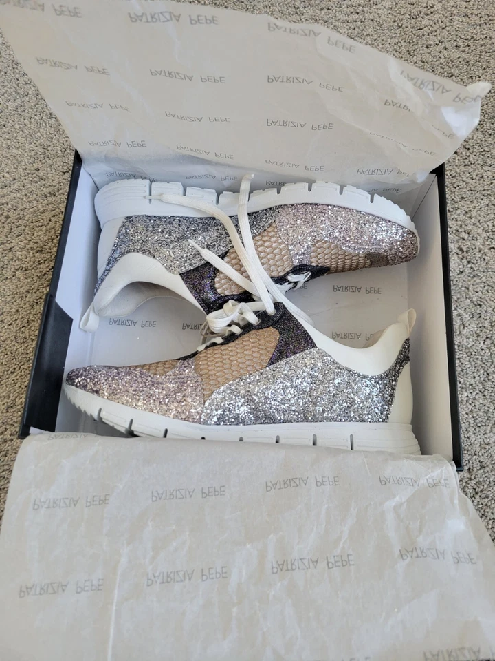 Zapatillas para mujer Patrizia Pepe brillo. Forrado en cuero. Talla 10US/41 EU Foto 2 de 4