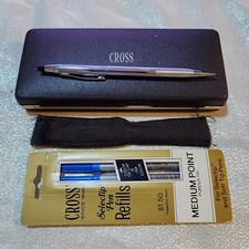 CROSS CHROME MECHANICAL PENCIL WITH HARD CASE AND BLUE INK REFILLS