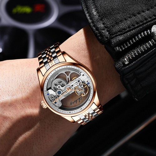 AILANG Men Watch Double-sided Hollow Automatic Mechanical Wristwatch Waterproof - Picture 6 of 30