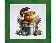 Christmas Highland Cow theme Dish Towel, 12x12, FREE ship, hand towels, choice