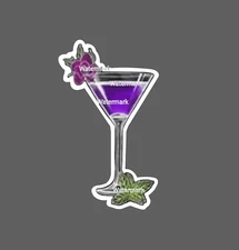 Purple Martini Sticker Cocktail Waterproof