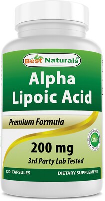 Best Naturals alpha lipoic acid 200mg 120 Capsules antioxidants 