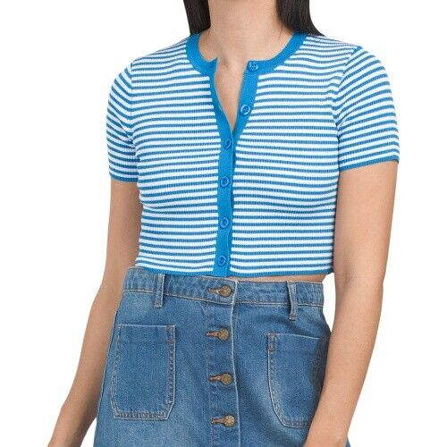 Zara Button-Front Striped Cropped 