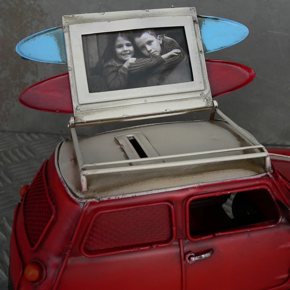 Blechmodell Mini Cooper rot mit Dachgepäckträger + geheime Spardose Bilderrahmen - Bild 4 von 4