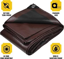 Finished Size 18Mil Tarp Waterproof Tarpaulin Garden Sun Shade Canopy Cover Tent