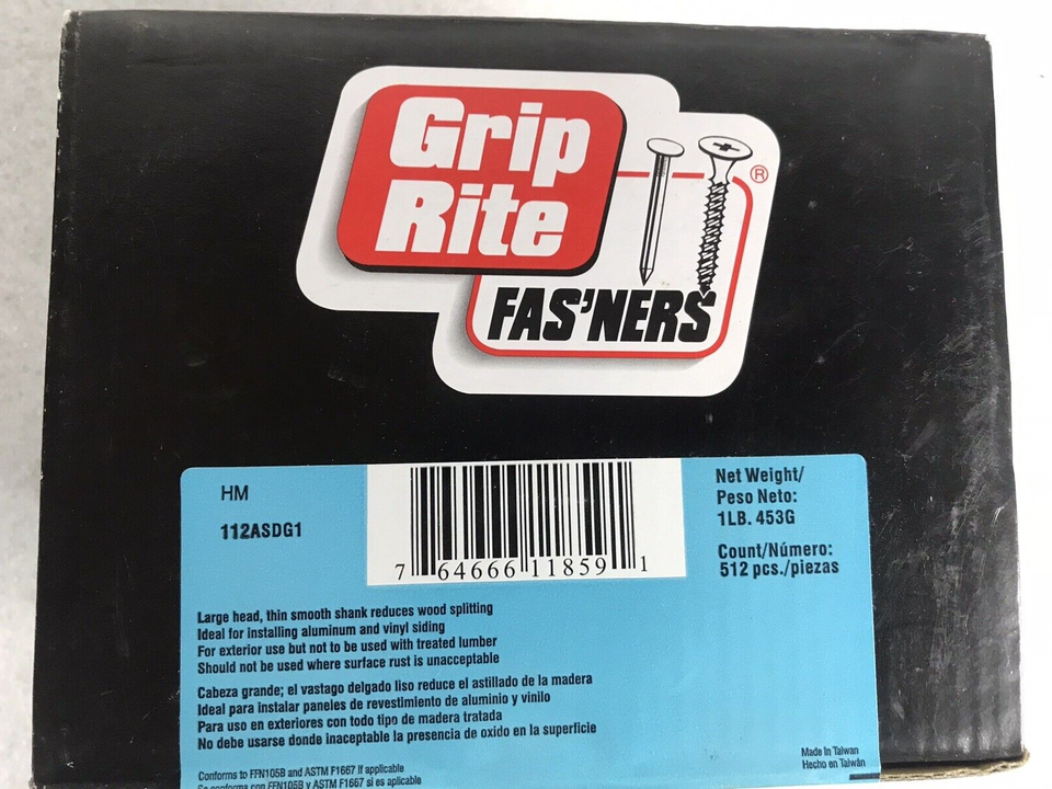 1 LB Grip Rite Aluminum / Vinyl Siding 11/2 Large Head Smooth Shank