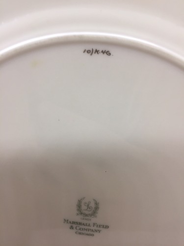 Lenox Marshall Field & Co Chicago Green Stamp Gold Trim Floral Dinner Plate EUC - Picture 9 of 10