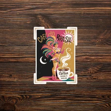 Vintage Cafe do Brasil Carnival in Coffee sticker - Colorful Samba Dancer Art #3