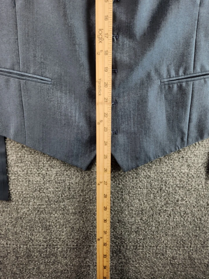 John Varvatos Men Striped Vest Waistcoat Gillet Blue Buttons Poly Rayon Formal - Image 4 of 4