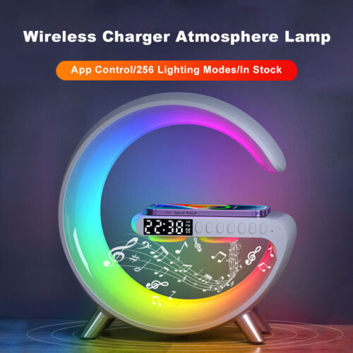 LGB Speaker Lamp Wireless Charger Alarm Atmosphe Bluetooth Portable Desk Bedside - Picture 1 of 13
