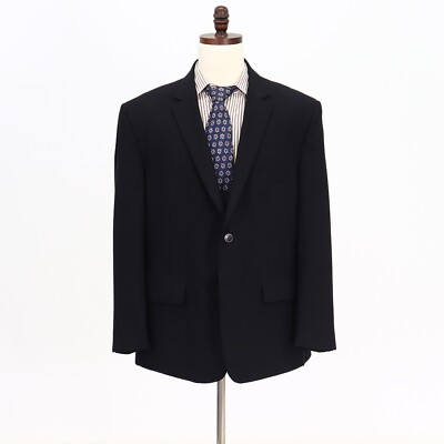 Pronto Uomo 44R Black Sport Coat Blazer Jacket Solid 2B Wool