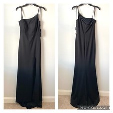 La Femme 28176 One Shoulder Jersey Gown Black 8