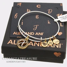 Authentic Alex and Ani Two Tone X Expandable Rafaelian Silver Charm Bangle