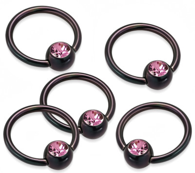 2 Stück  CBR BCR Klemmkugelring Piercing Intimpiercing Ohrpiercing Schwarz Pink