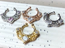 1pc Non-Piercing Lace Swirl Septum Hanger Clip-On Fake Nose Ring Body Jewelry