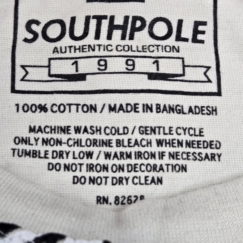 Southpole Men Shirt 6XB Beige Y2K Grunge Logo Short Sleeve Crew Neck  - Image 3 of 4