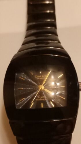 Vintage Omax Wrist Watche UNTESTED  Black & Gold  - Zdjęcie 1 z 7