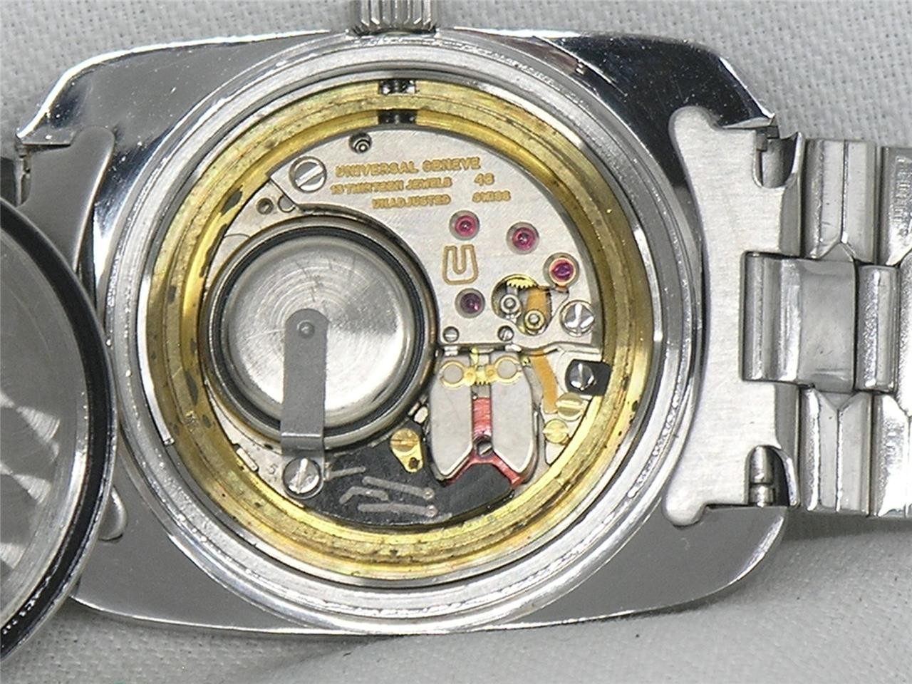 RARE VINTAGE 38MM MENS UNIVERSAL GENEVE "UNISONIC" ACCUTRON 2302 WATCH, RUNNING!